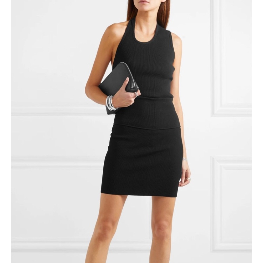 HELMUT LANG Ribbed-knit stretch mini skirt